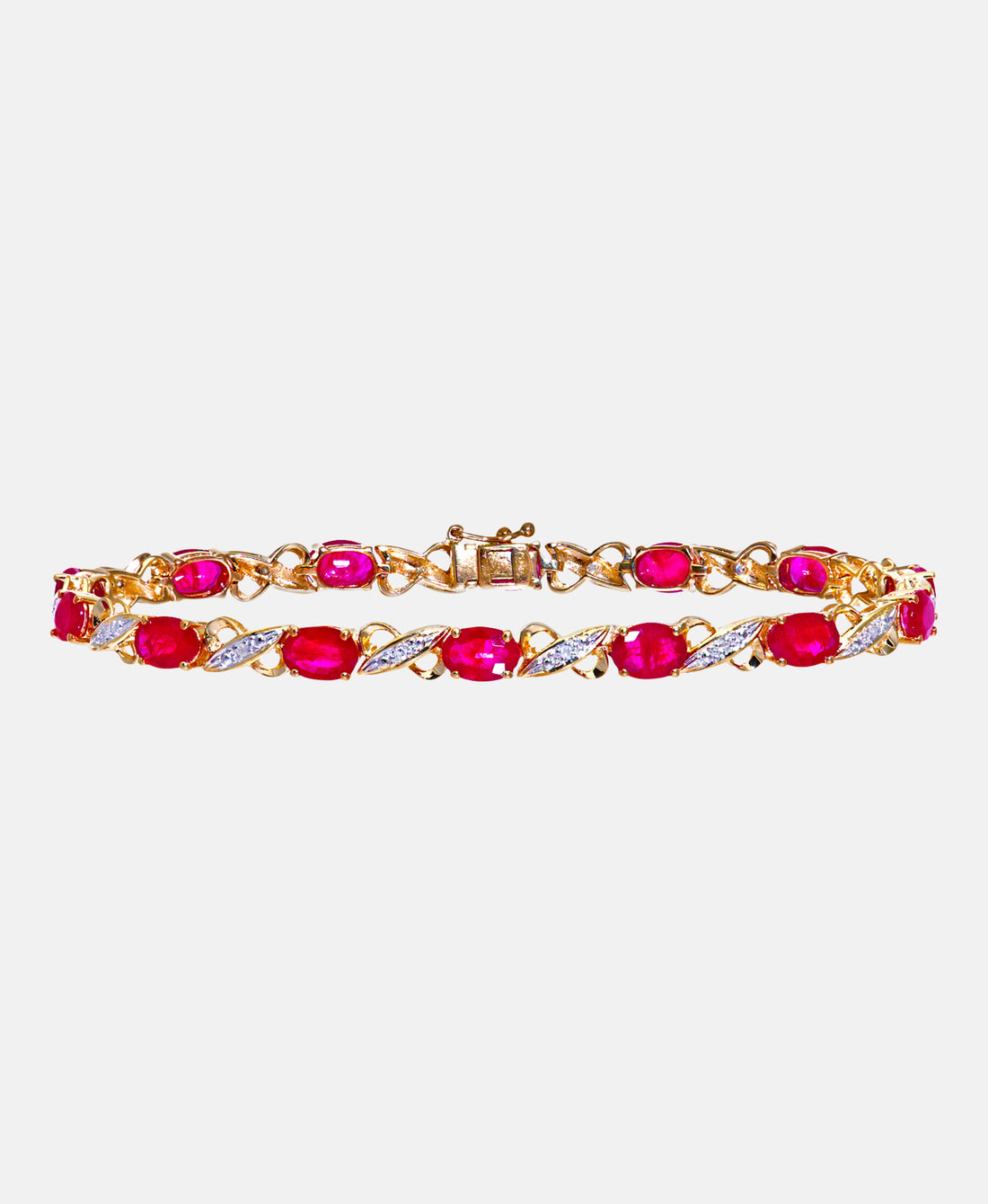 Armband aus 375 Gelbgold mit Diamant mit Rubin
