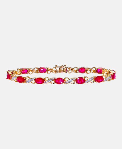 Armband aus 375 Gelbgold mit Diamant mit Rubin