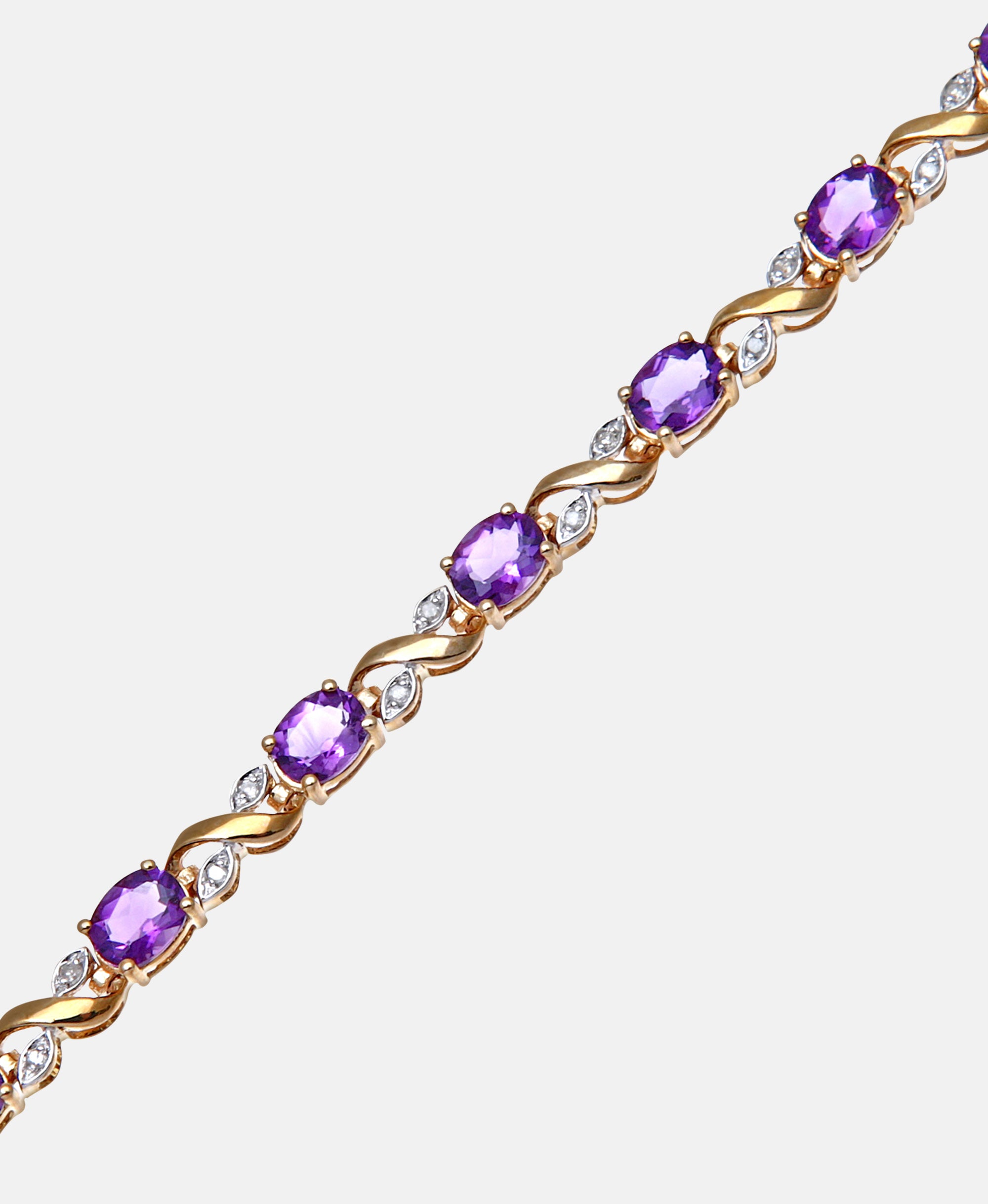 Armband aus 375 Gelbgold mit Diamant mit Amethyst