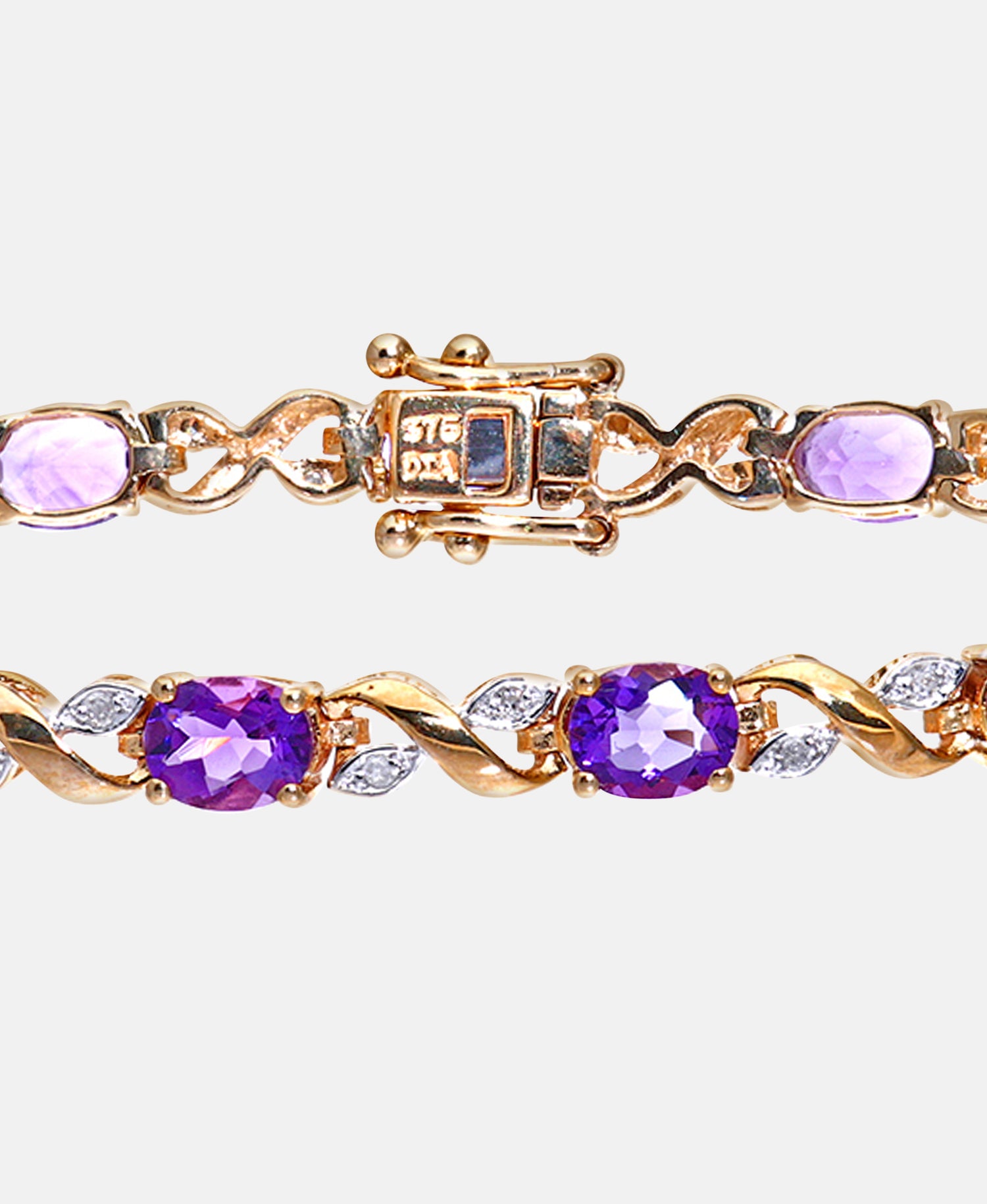 Armband aus 375 Gelbgold mit Diamant mit Amethyst