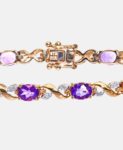 Armband aus 375 Gelbgold mit Diamant mit Amethyst