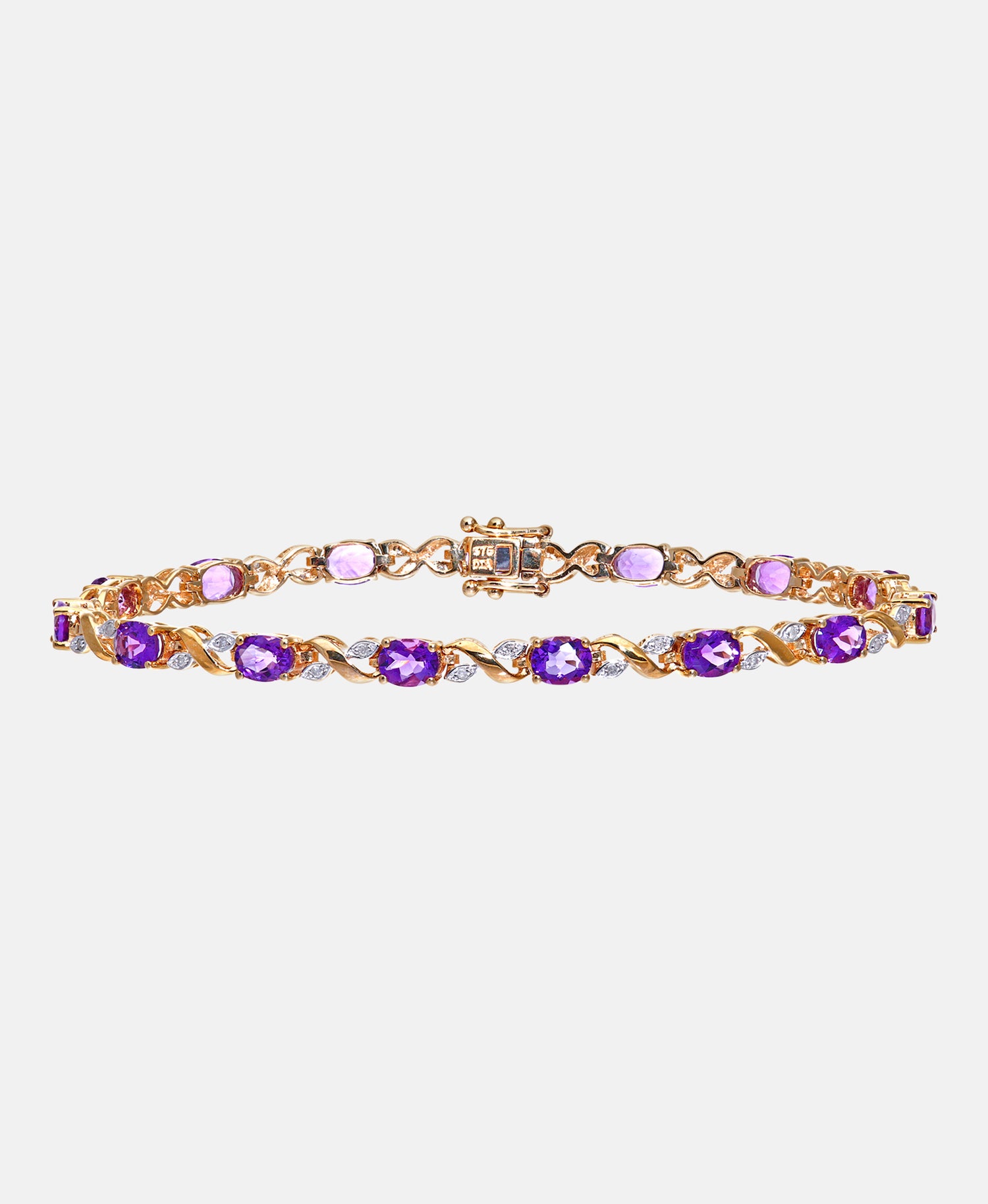 Armband aus 375 Gelbgold mit Diamant mit Amethyst