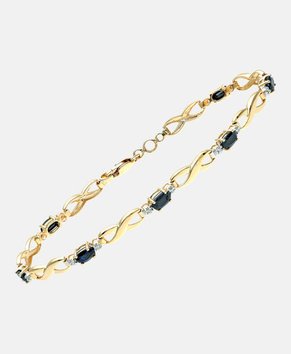 Armband aus 375 Gelbgold mit Diamant mit Saphir