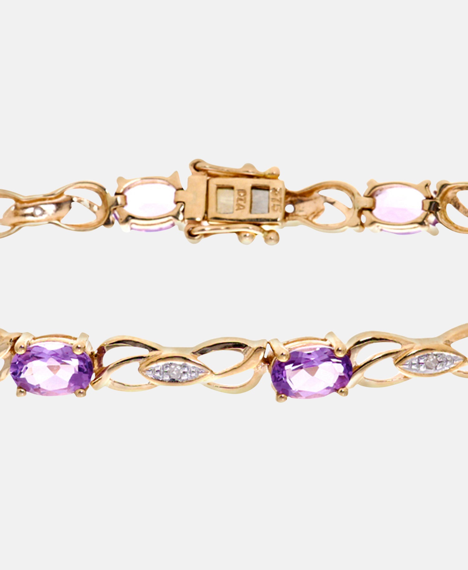 Armband aus 375 Gelbgold mit Diamant mit Amethyst
