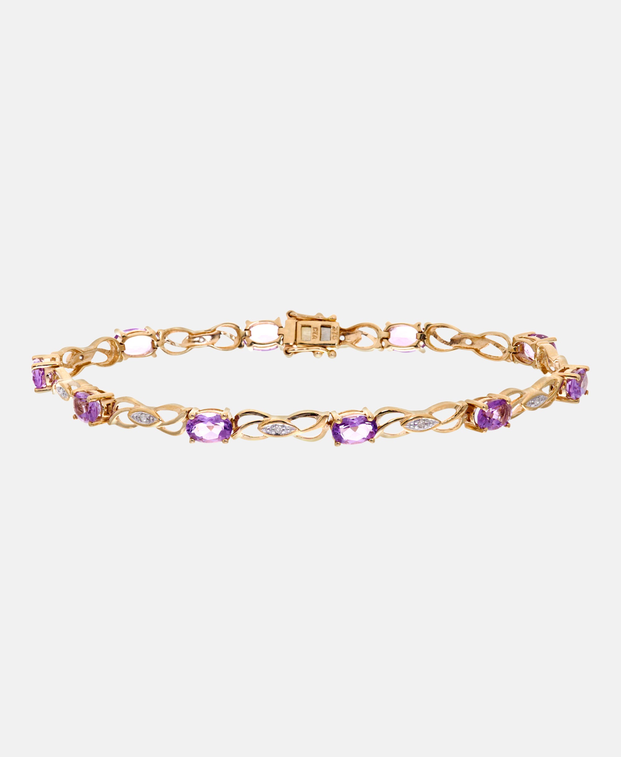 Armband aus 375 Gelbgold mit Diamant mit Amethyst