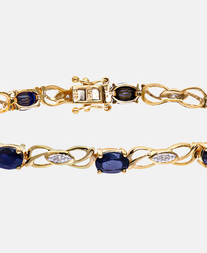 Armband aus 375 Gelbgold mit Diamant mit Saphir