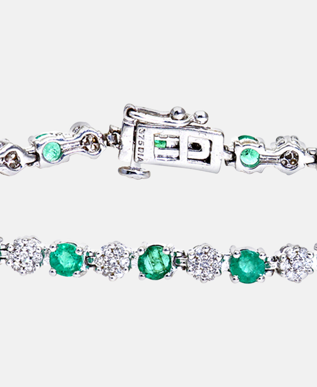 Armband aus 375 Weißgold mit 2.70 Karat Diamant mit Smaragd