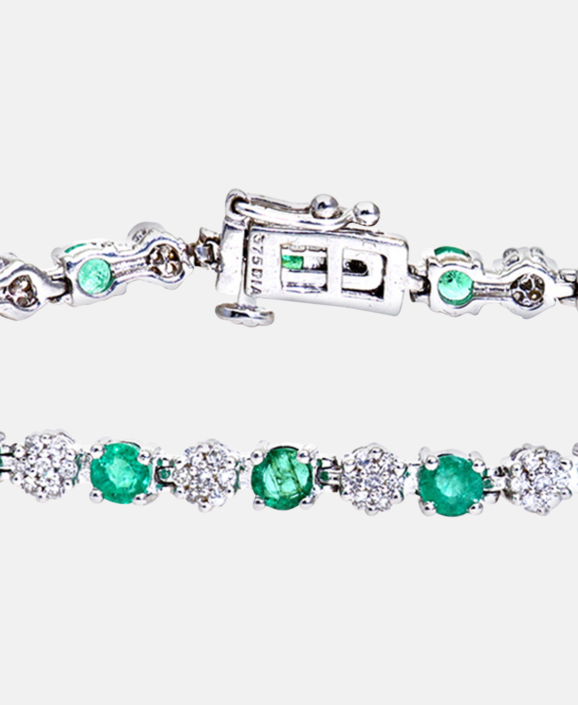 Armband aus 375 Weißgold mit 2.70 Karat Diamant mit Smaragd
