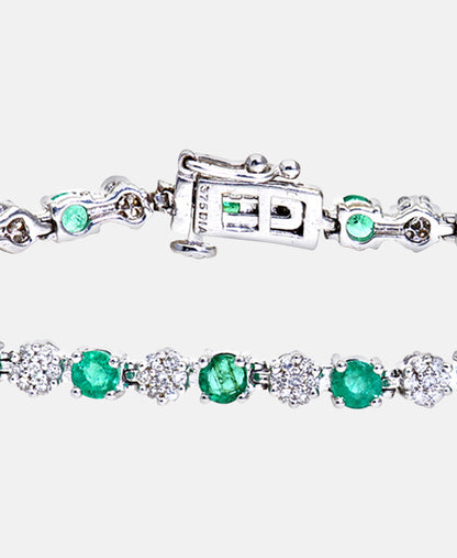 Armband aus 375 Weißgold mit 2.70 Karat Diamant mit Smaragd
