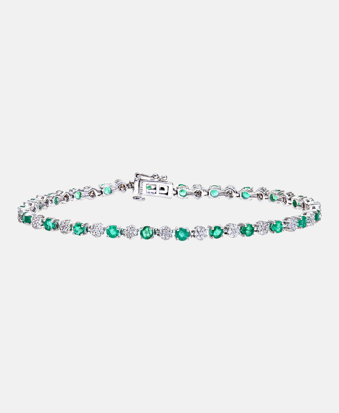 Armband aus 375 Weißgold mit 2.70 Karat Diamant mit Smaragd