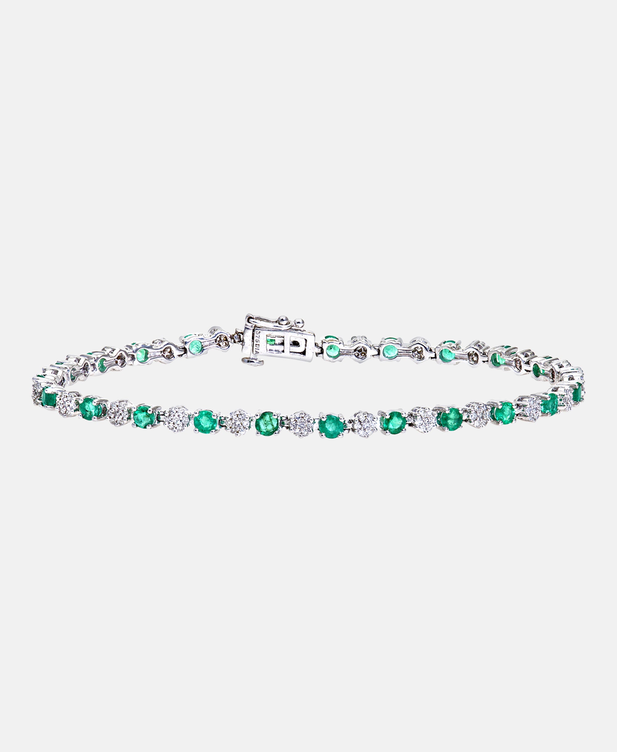 Armband aus 375 Weißgold mit 2.70 Karat Diamant mit Smaragd