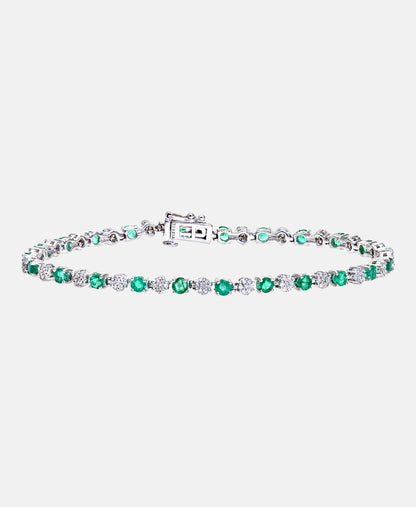 Armband aus 375 Weißgold mit 2.70 Karat Diamant mit Smaragd