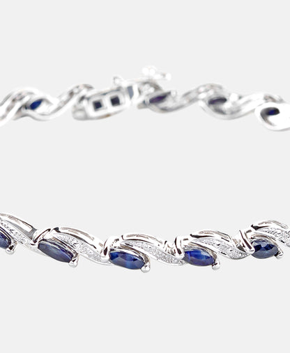Armband aus 375 Weißgold mit Diamant mit Saphir