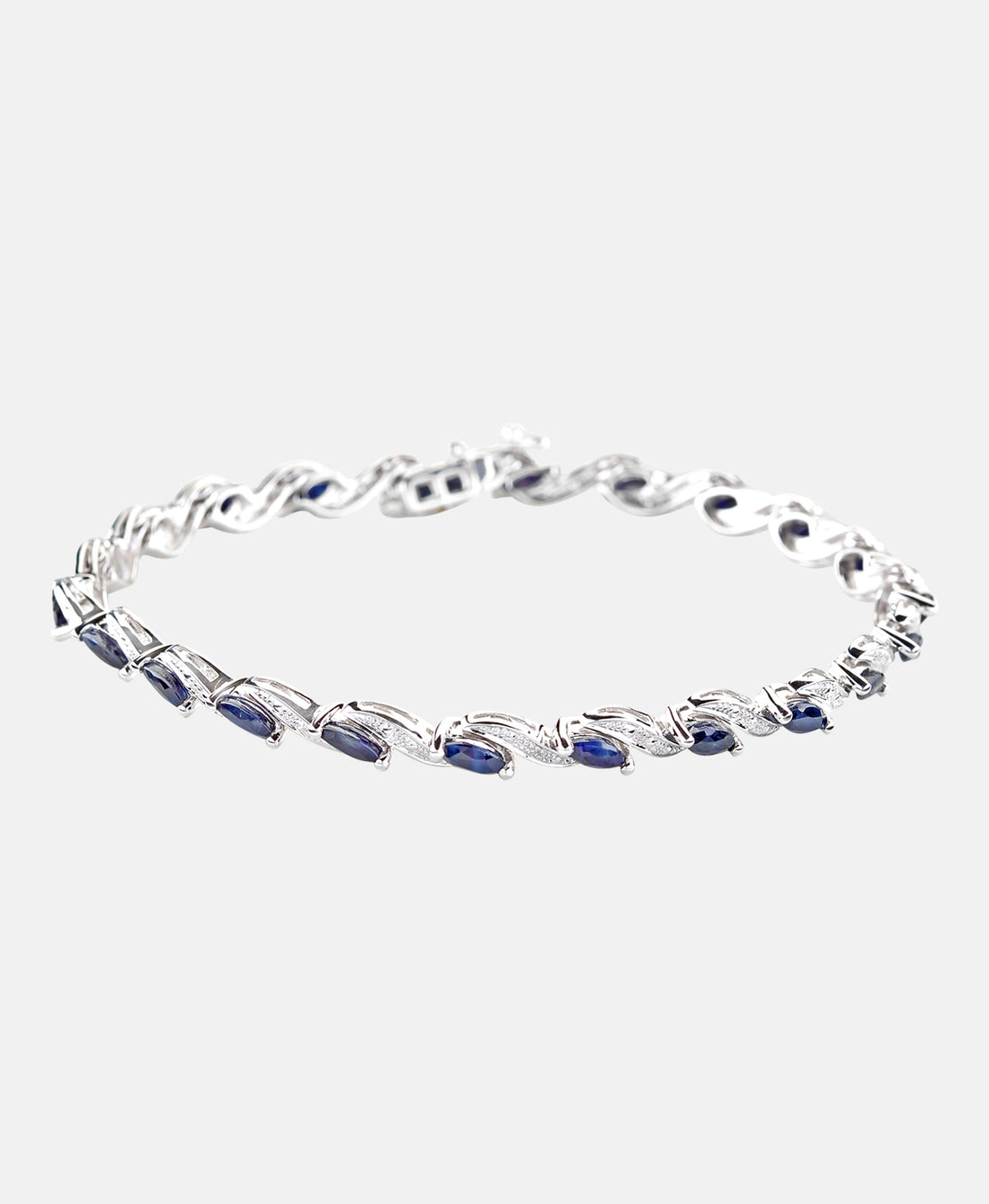 Armband aus 375 Weißgold mit Diamant mit Saphir