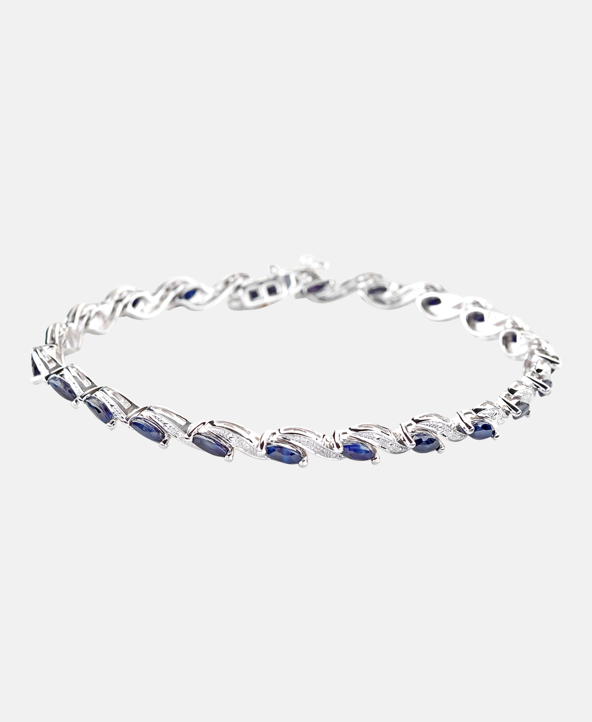 Armband aus 375 Weißgold mit Diamant mit Saphir