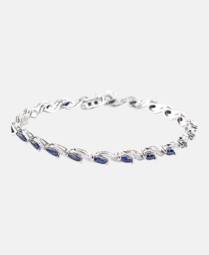 Armband aus 375 Weißgold mit Diamant mit Saphir