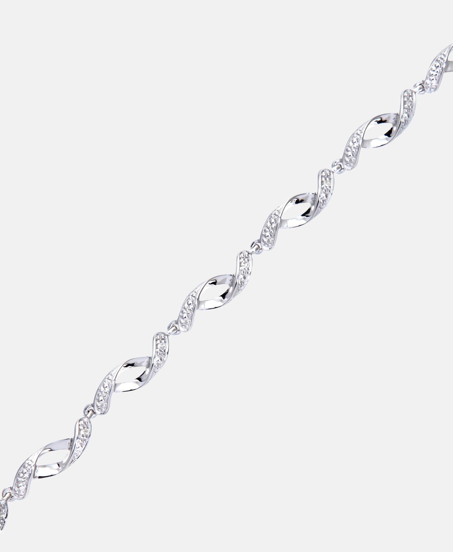 Armband aus 375 Weißgold mit Diamant gedreht
