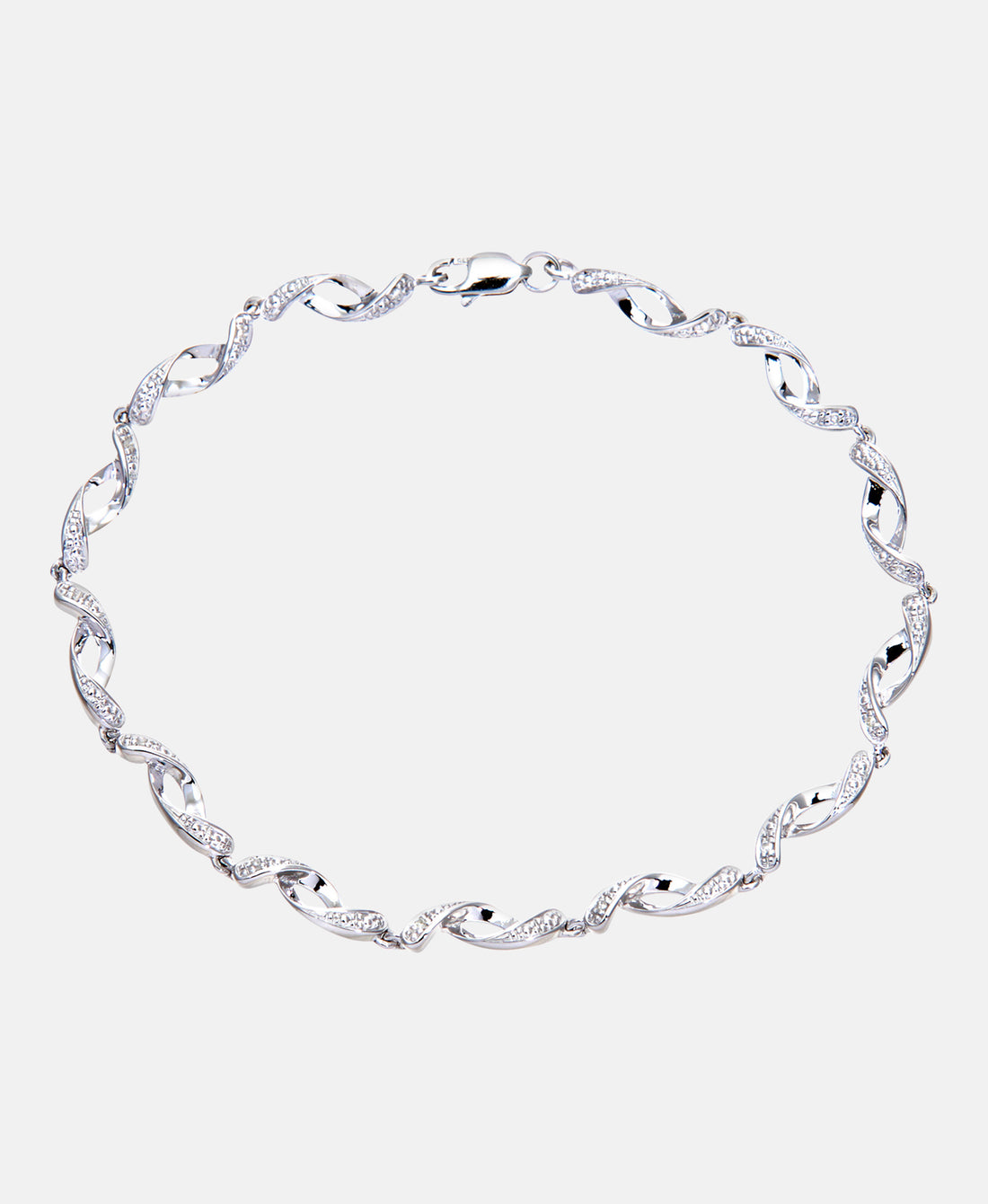 Armband aus 375 Weißgold mit Diamant gedreht