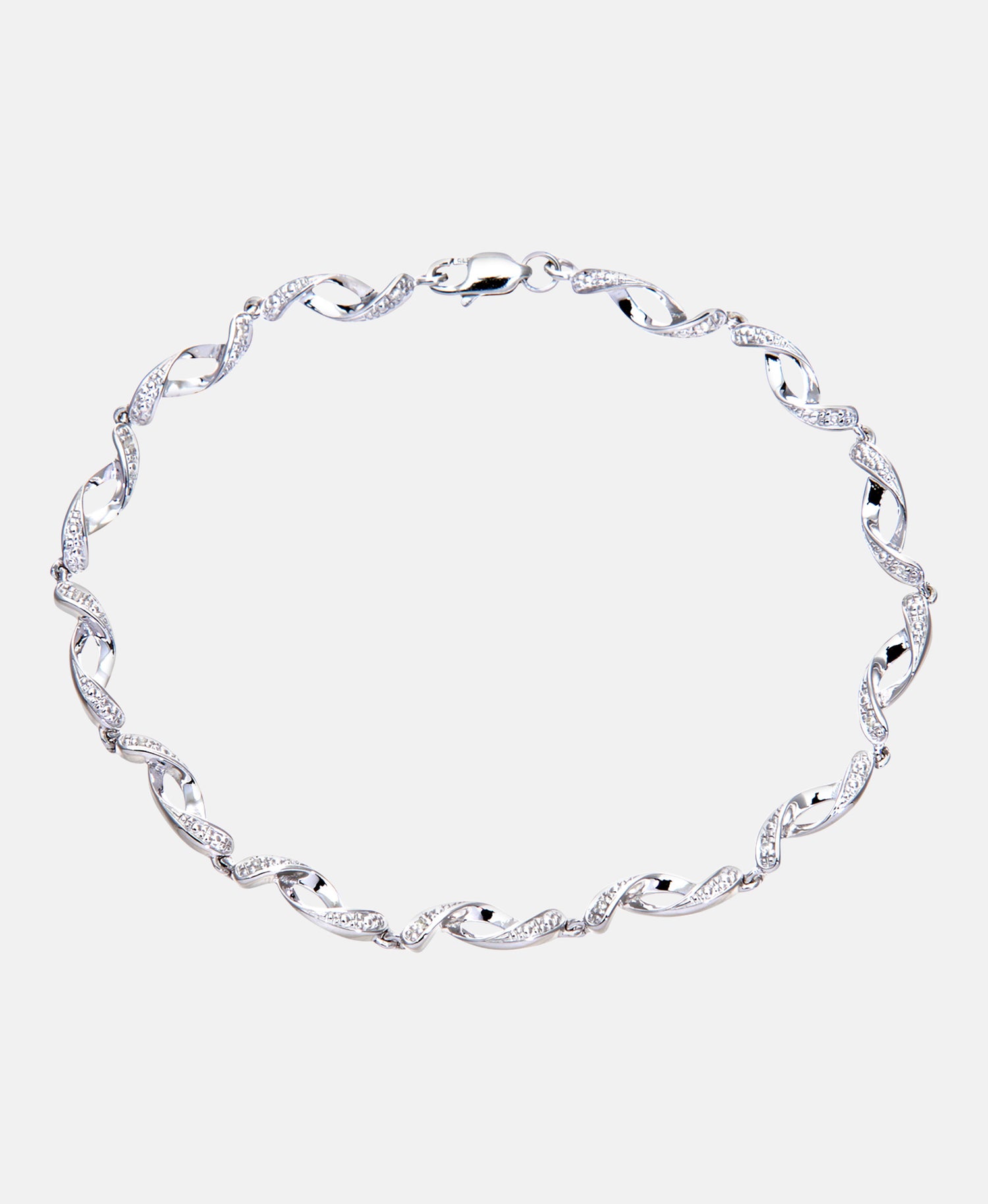 Armband aus 375 Weißgold mit Diamant gedreht