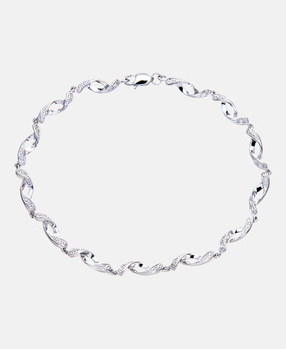 Armband aus 375 Weißgold mit Diamant gedreht