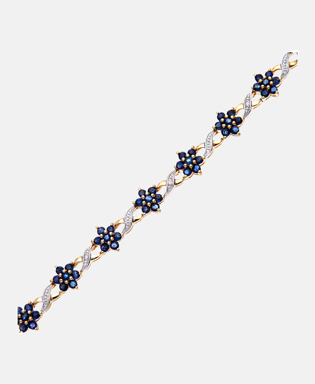 Armband aus 375 Gelbgold mit Diamant mit Saphir Blumen-Design