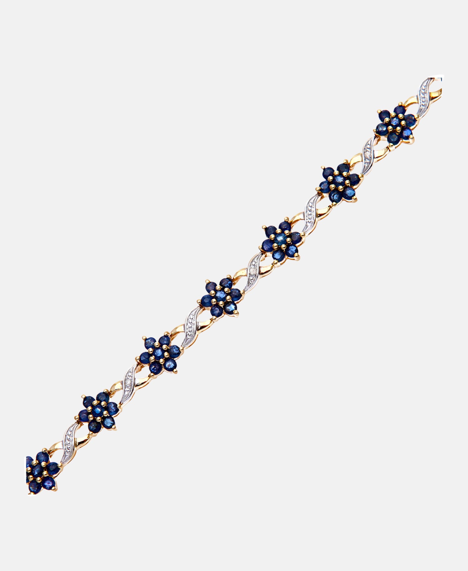 Armband aus 375 Gelbgold mit Diamant mit Saphir Blumen-Design