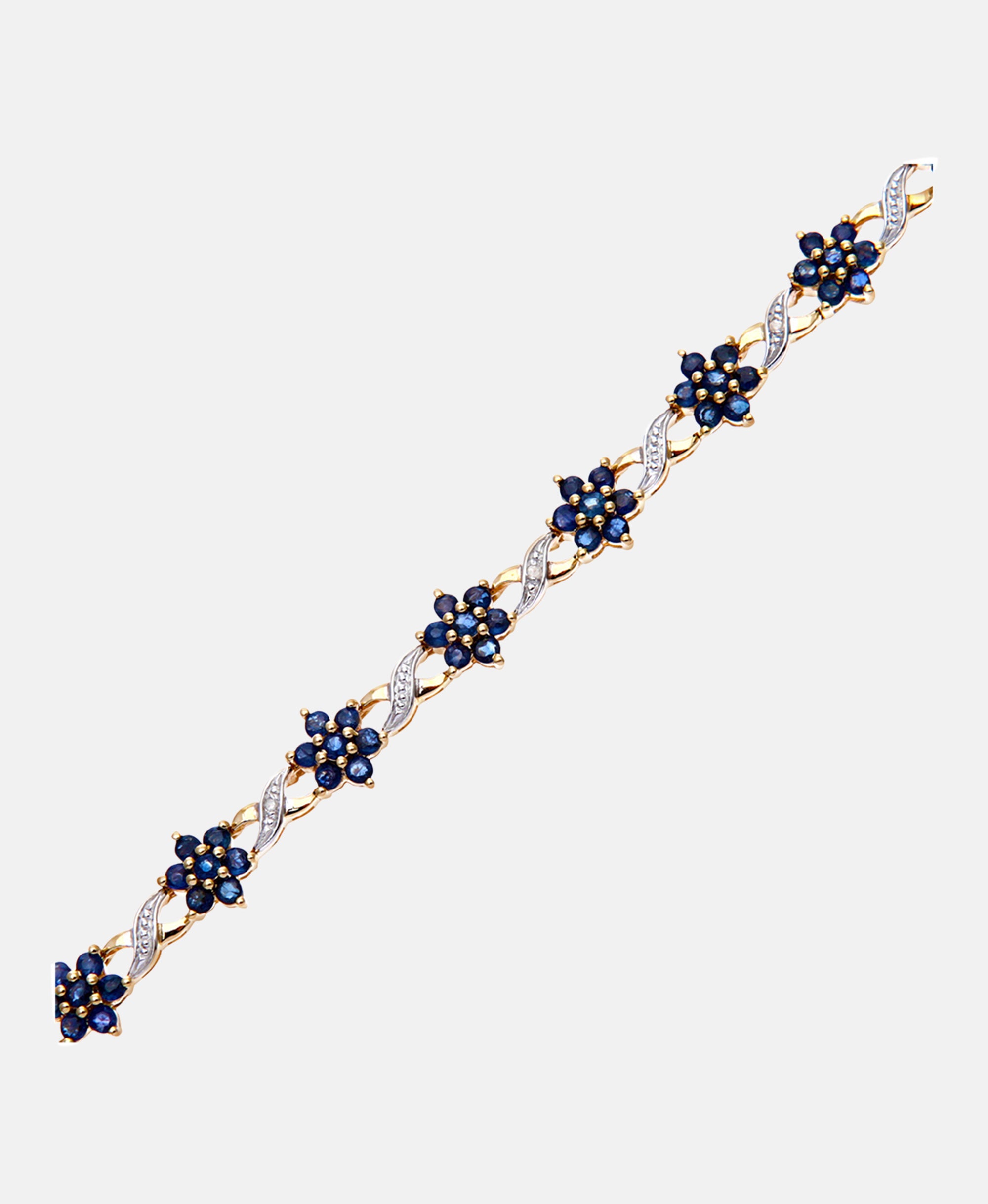 Armband aus 375 Gelbgold mit Diamant mit Saphir Blumen-Design