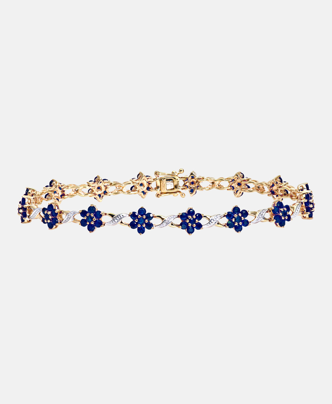 Armband aus 375 Gelbgold mit Diamant mit Saphir Blumen-Design