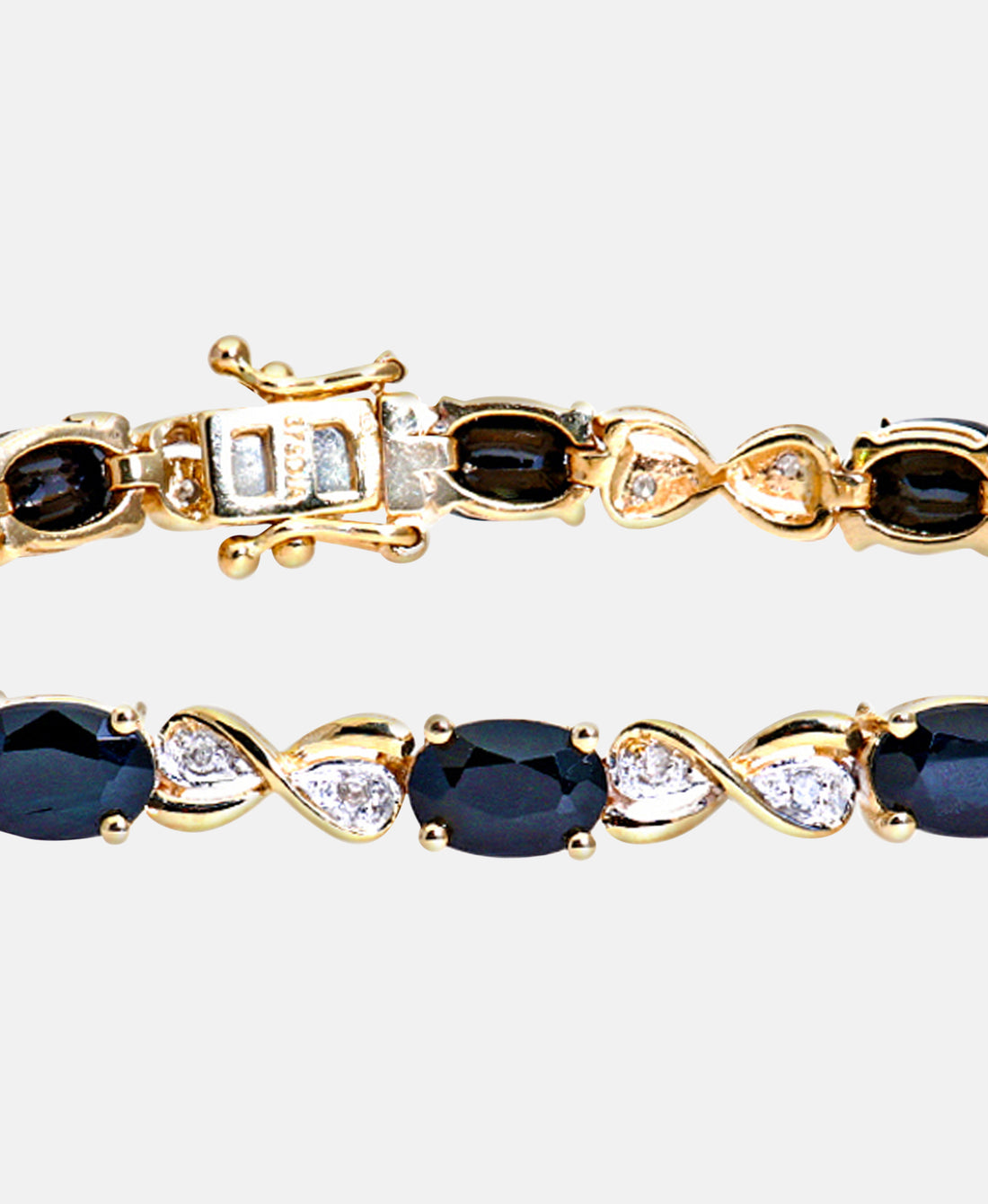 Armband aus 375 Gelbgold mit Diamant mit Saphir Infinity-Design