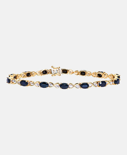 Armband aus 375 Gelbgold mit Diamant mit Saphir Infinity-Design
