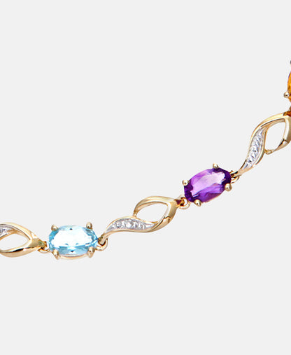Armband aus 375 Gelbgold mit Diamant mit Amethyst