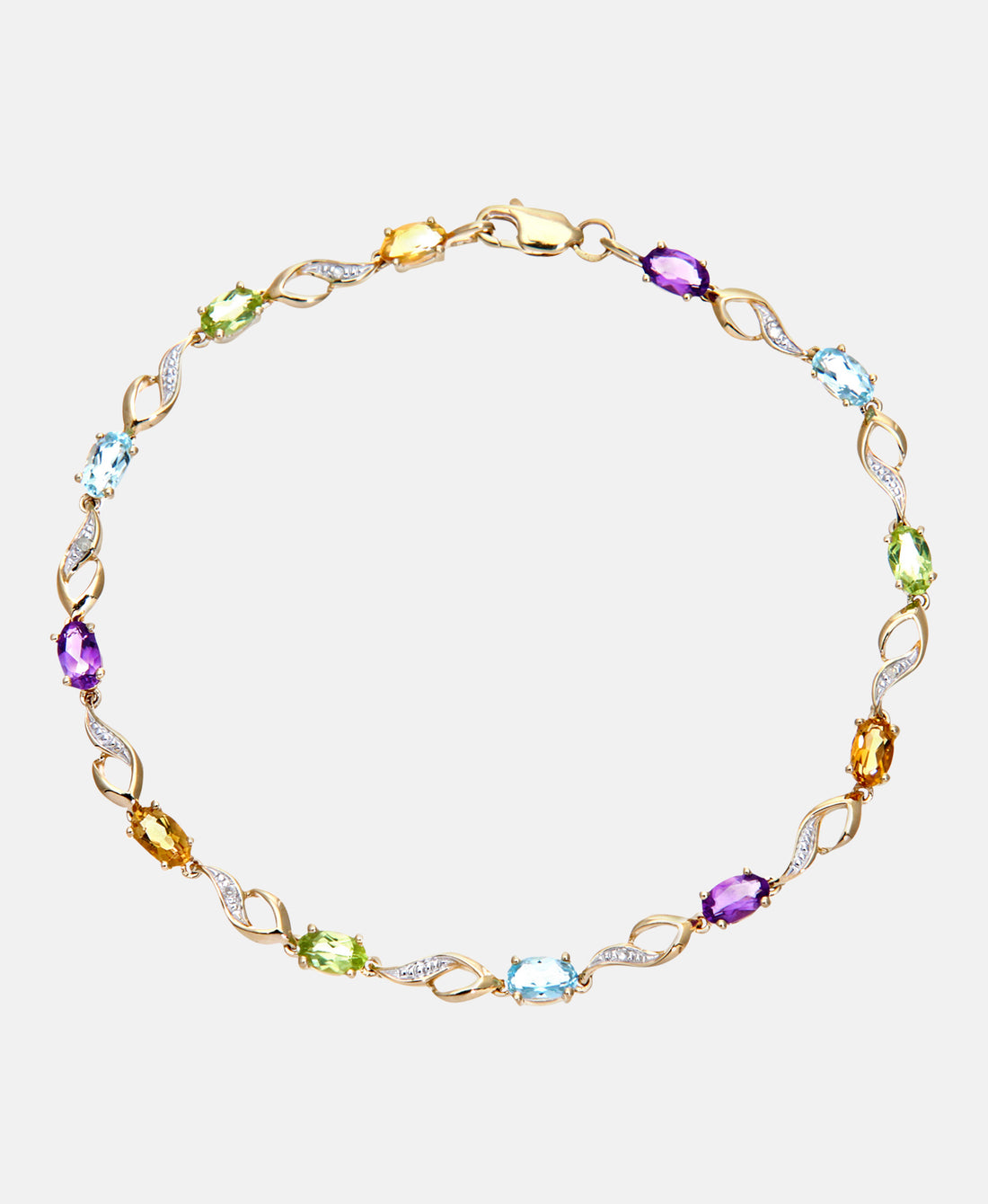 Armband aus 375 Gelbgold mit Diamant mit Amethyst