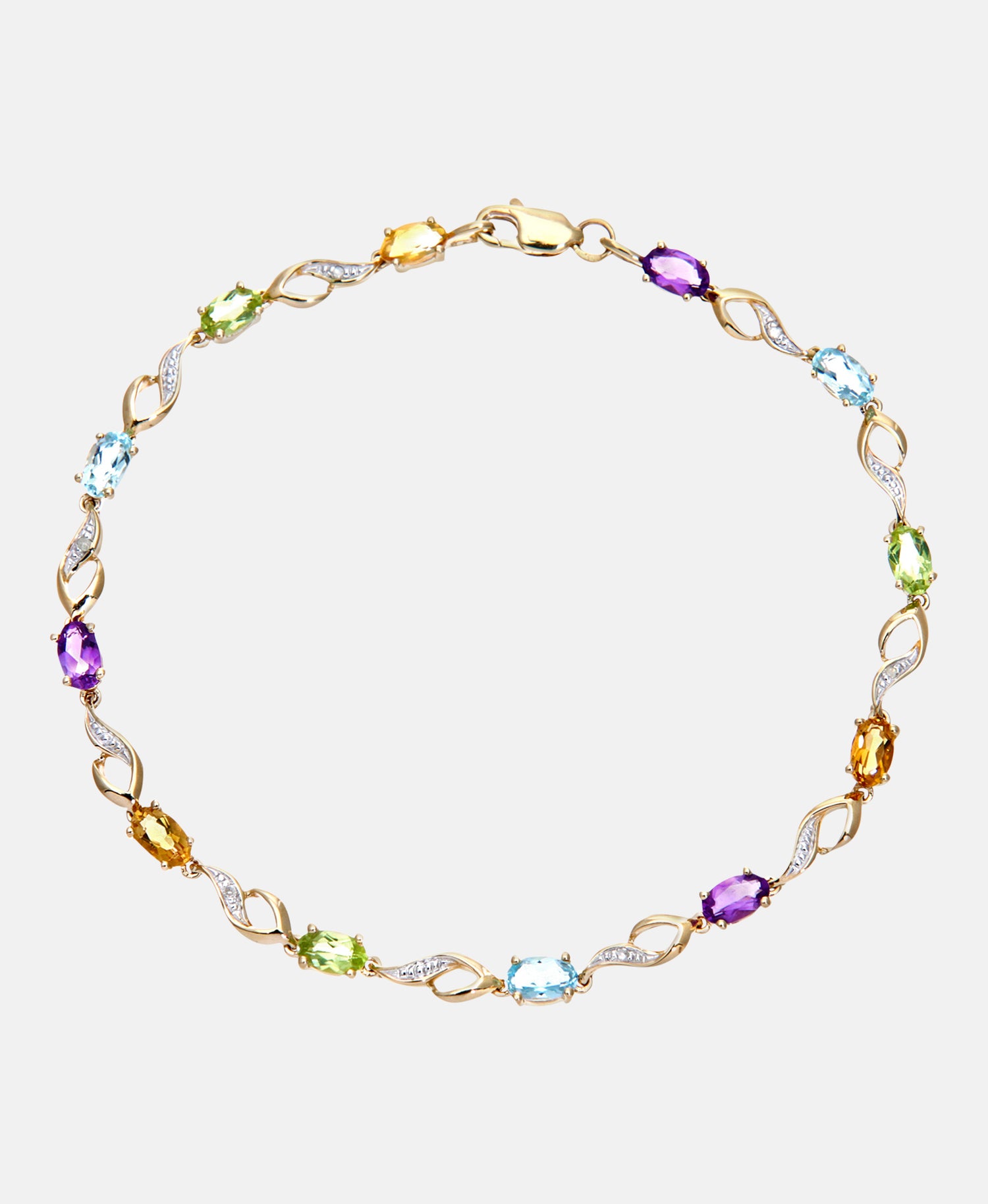 Armband aus 375 Gelbgold mit Diamant mit Amethyst