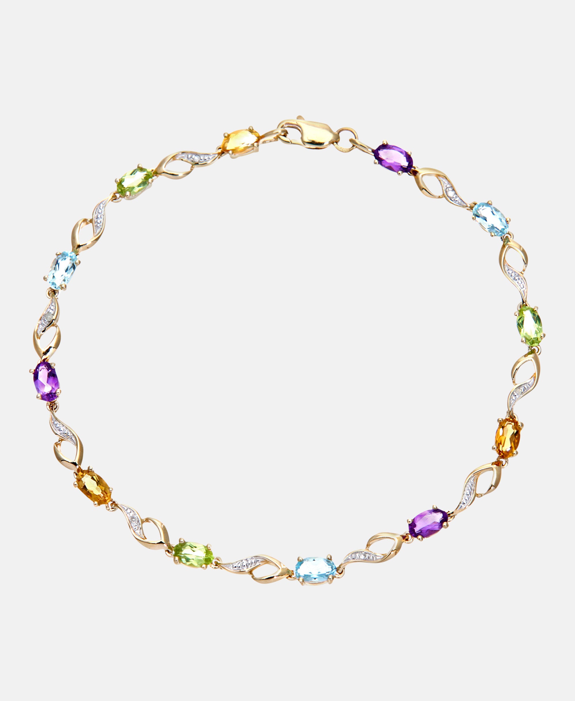 Armband aus 375 Gelbgold mit Diamant mit Amethyst