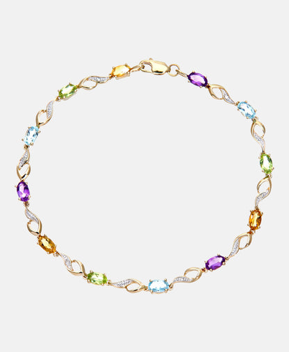Armband aus 375 Gelbgold mit Diamant mit Amethyst