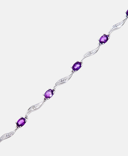 Armband aus 375 Weißgold mit Diamant mit Amethyst