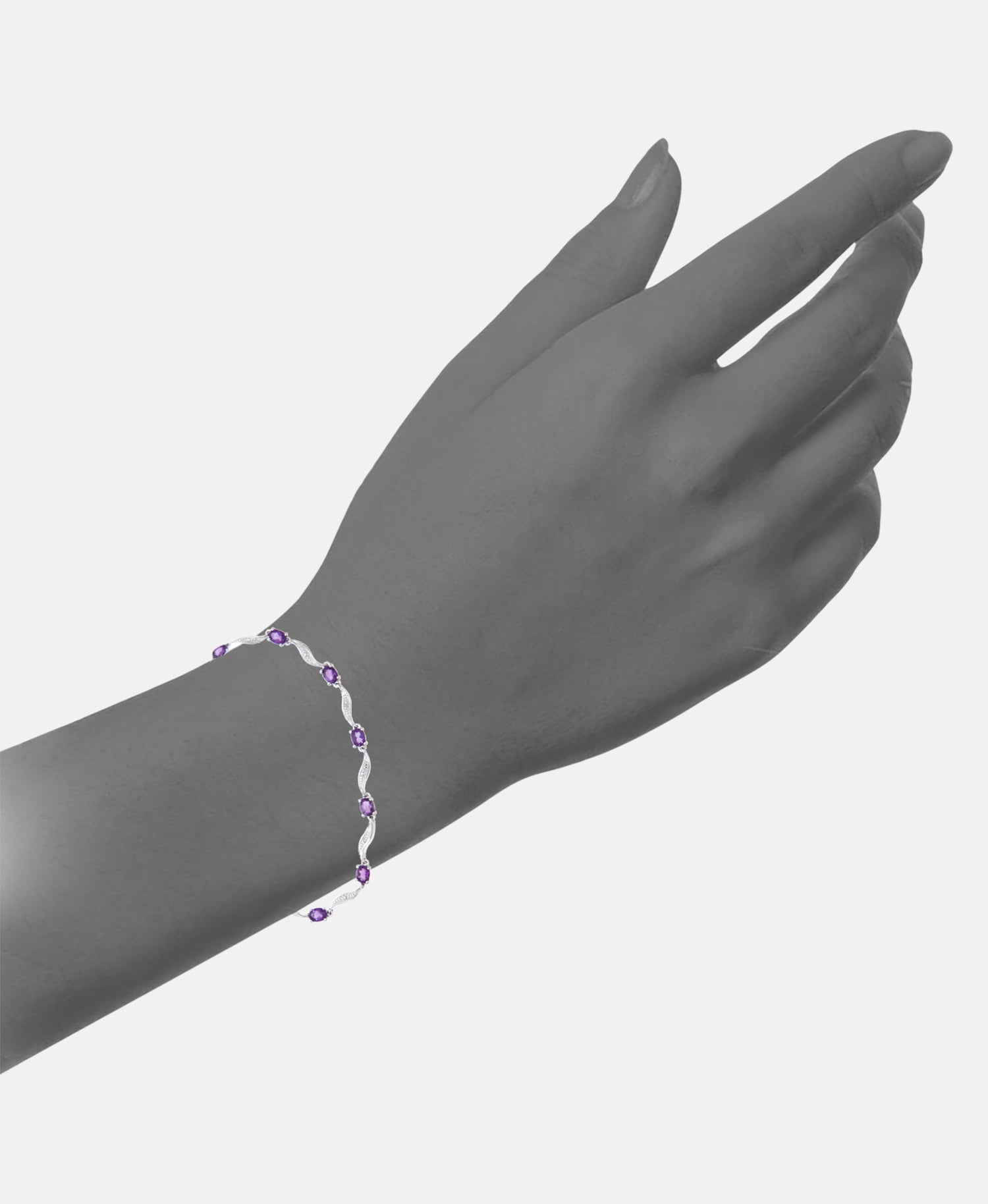 Armband aus 375 Weißgold mit Diamant mit Amethyst