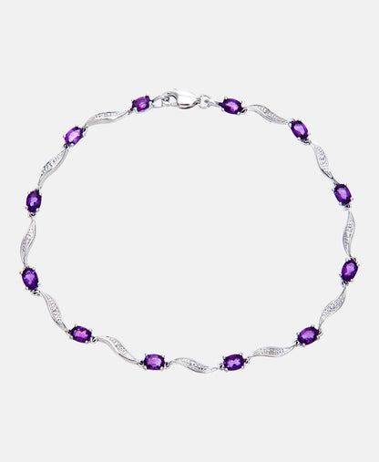 Armband aus 375 Weißgold mit Diamant mit Amethyst