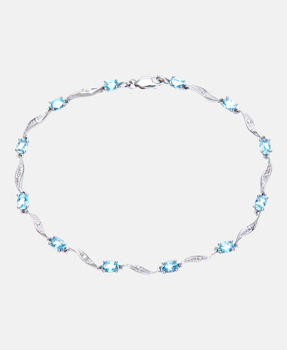 Armband aus 375 Weißgold mit Diamant mit Topas