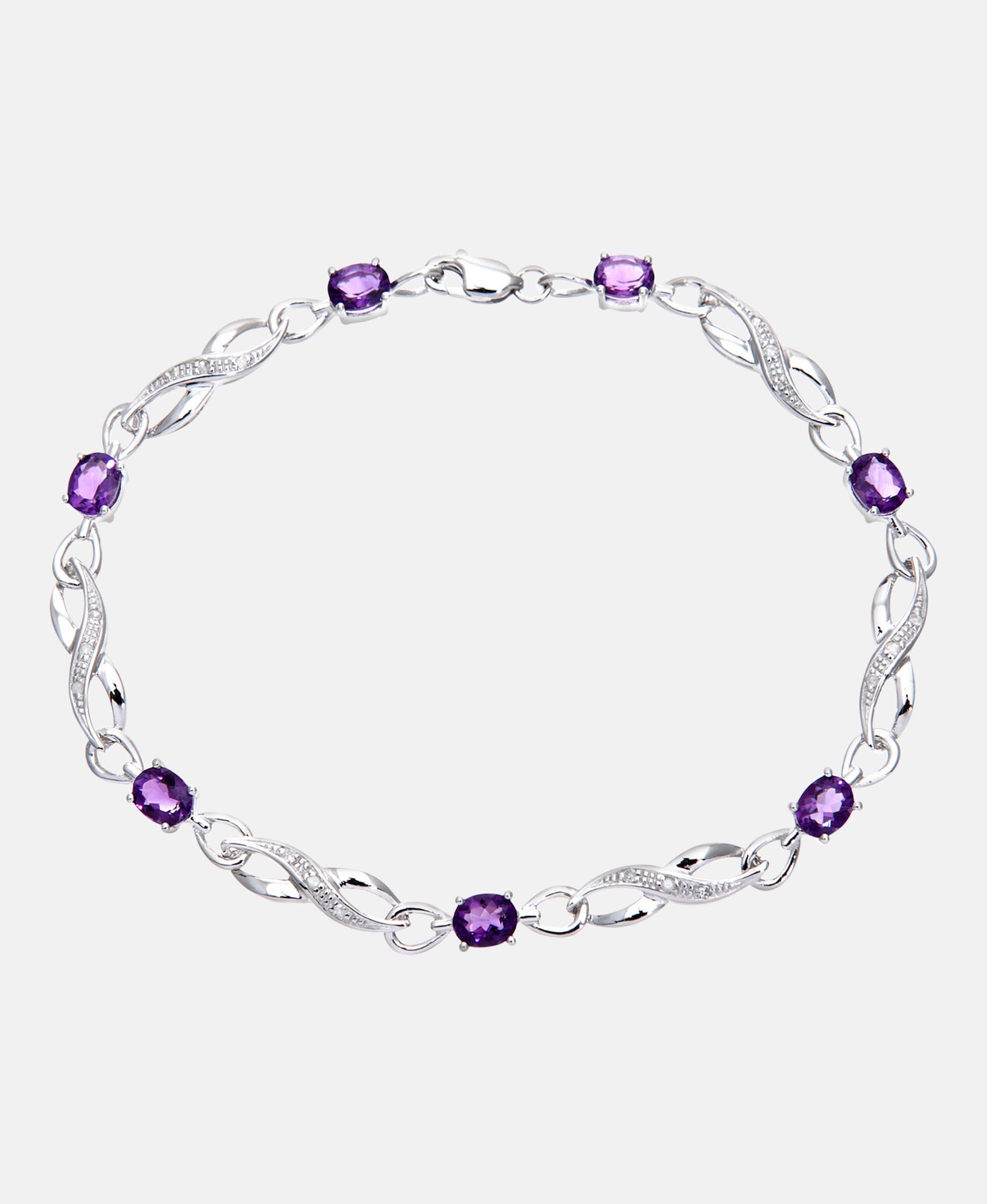 Armband aus 375 Weißgold mit Diamant mit Amethyst