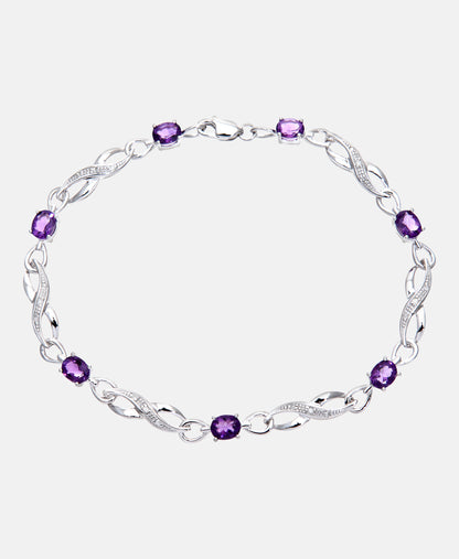 Armband aus 375 Weißgold mit Diamant mit Amethyst
