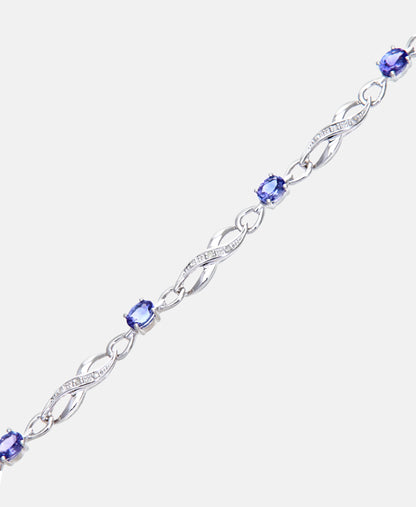 Armband aus 375 Weißgold mit Diamant mit Tansanit
