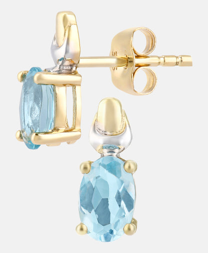 Ohrringe aus 375 Gelbgold mit Zirkonia mit Aquamarin