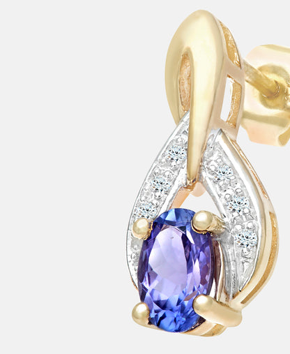 Ohrhänger aus 375 Gelbgold mit Diamant mit Tansanit