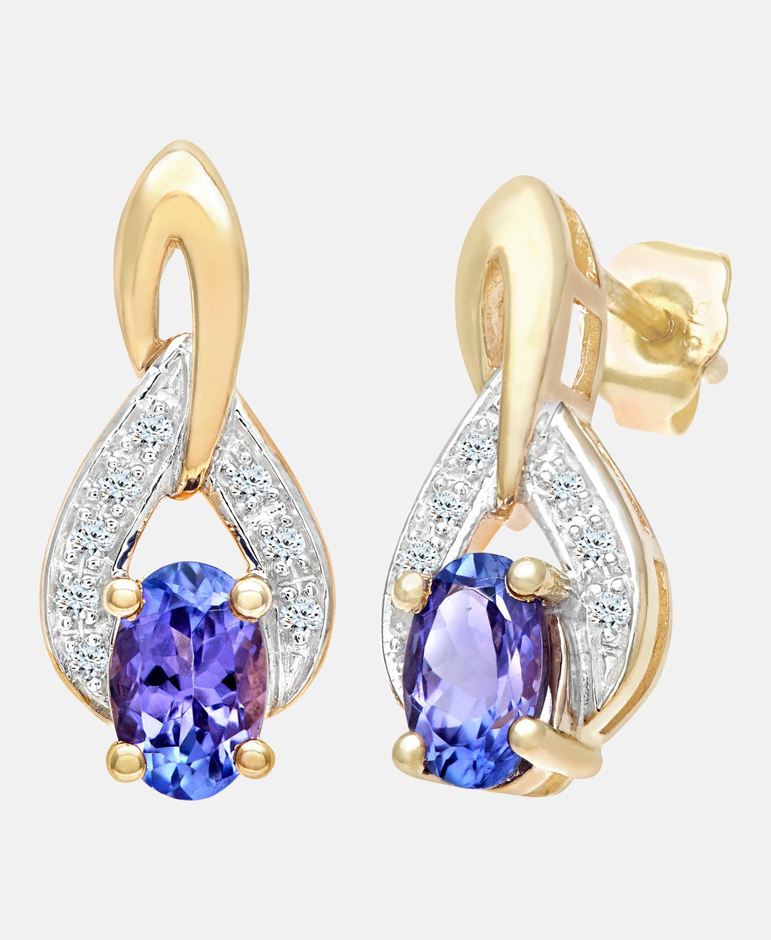 Ohrhänger aus 375 Gelbgold mit Diamant mit Tansanit