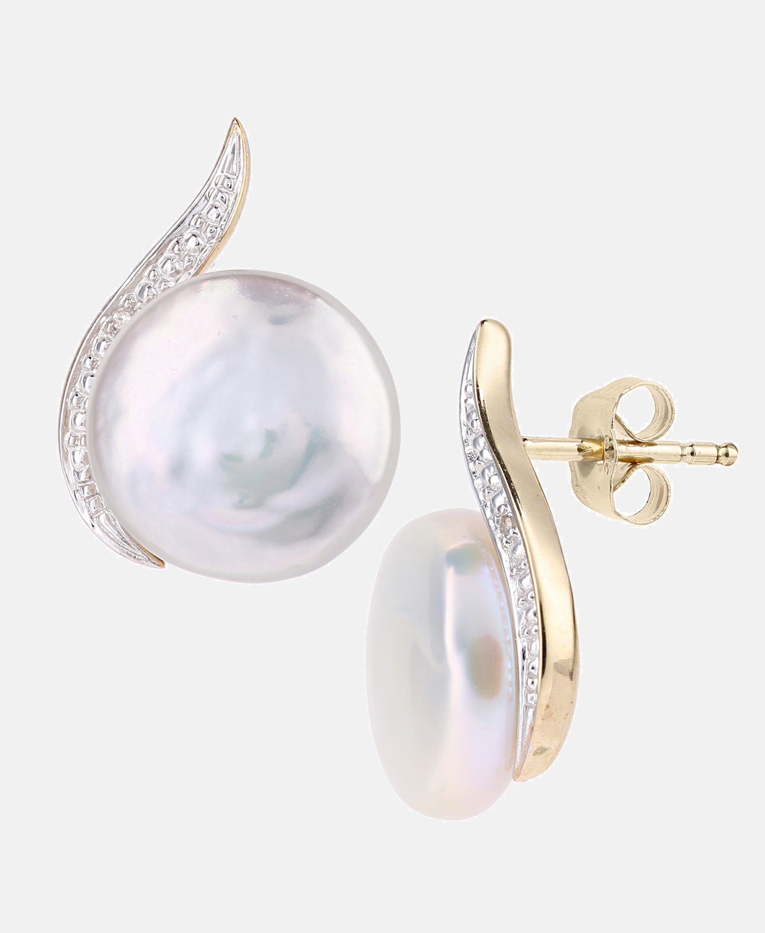 Ohrringe aus 375 Gelbgold mit 0.01 Karat Diamant mit Perle