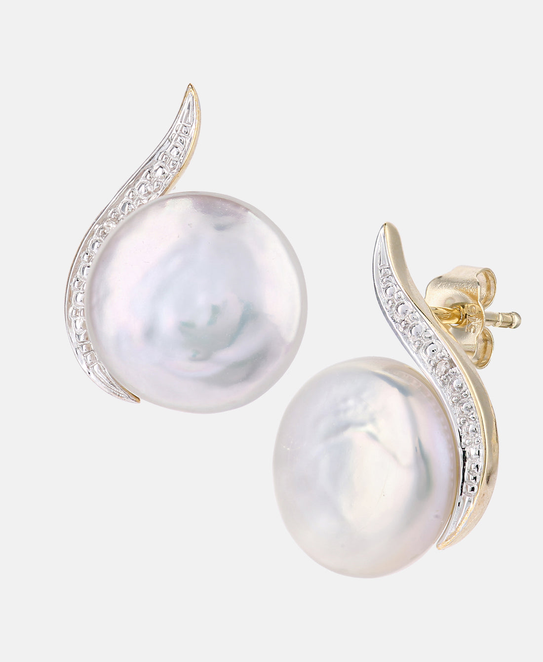 Ohrringe aus 375 Gelbgold mit 0.01 Karat Diamant mit Perle