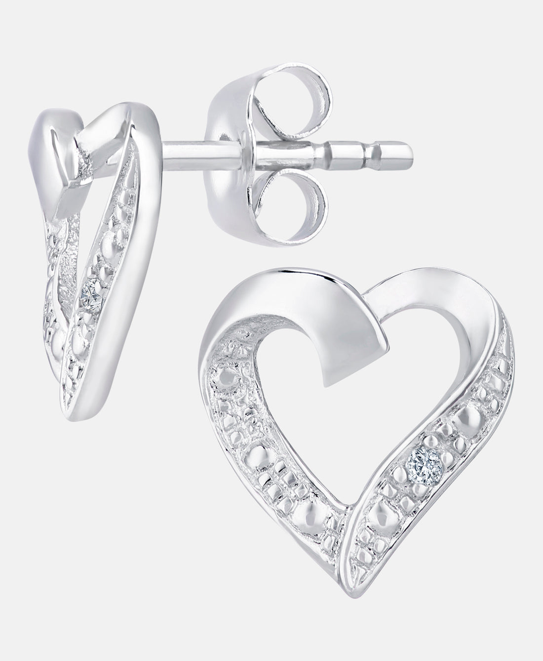 Ohrstecker aus 375 Weißgold mit Diamant Herz-Design