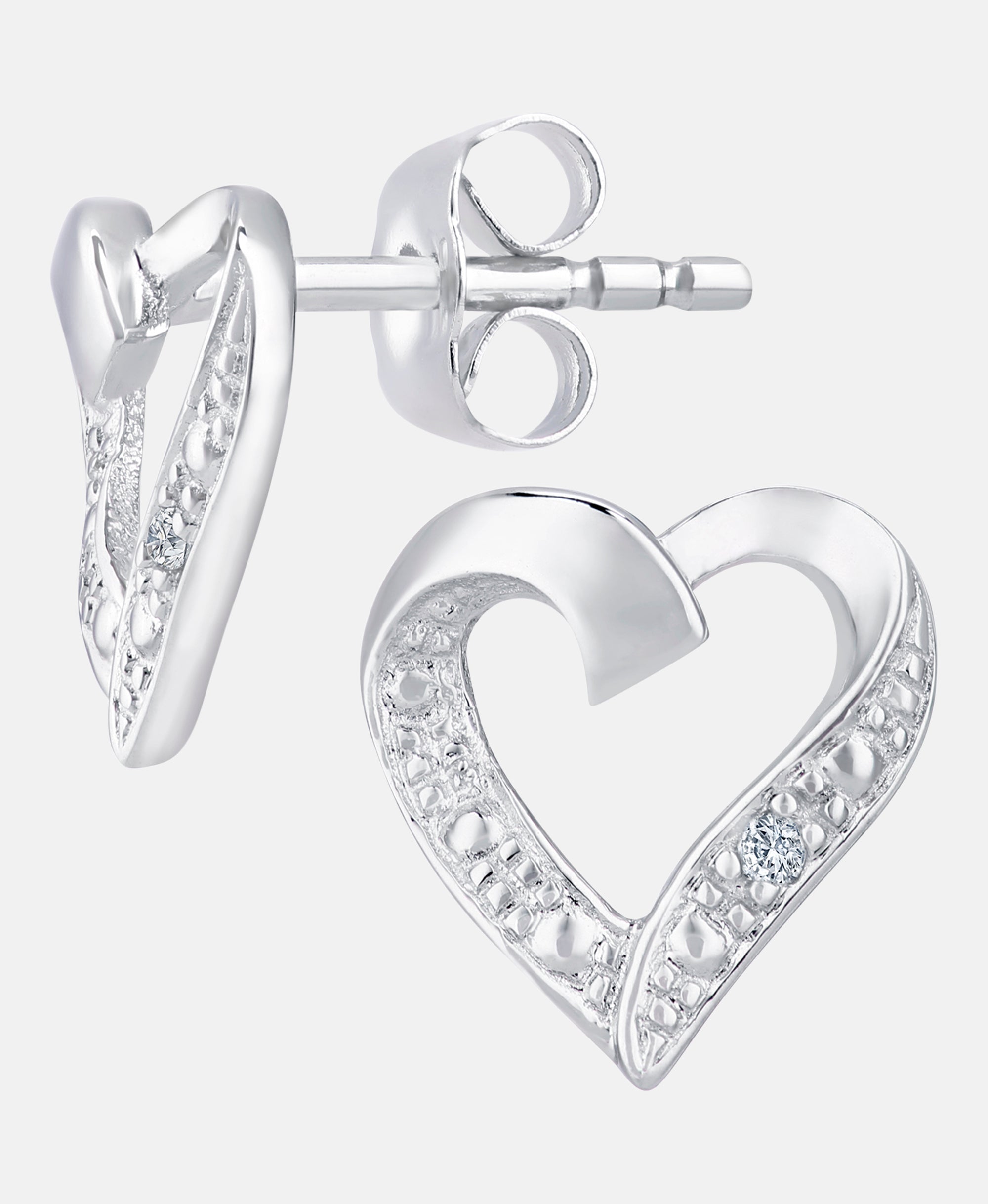 Ohrstecker aus 375 Weißgold mit Diamant Herz-Design