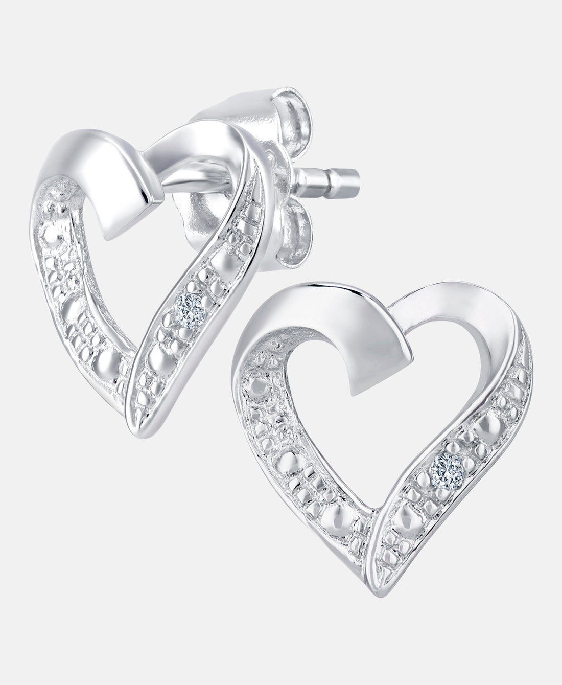 Ohrstecker aus 375 Weißgold mit Diamant Herz-Design